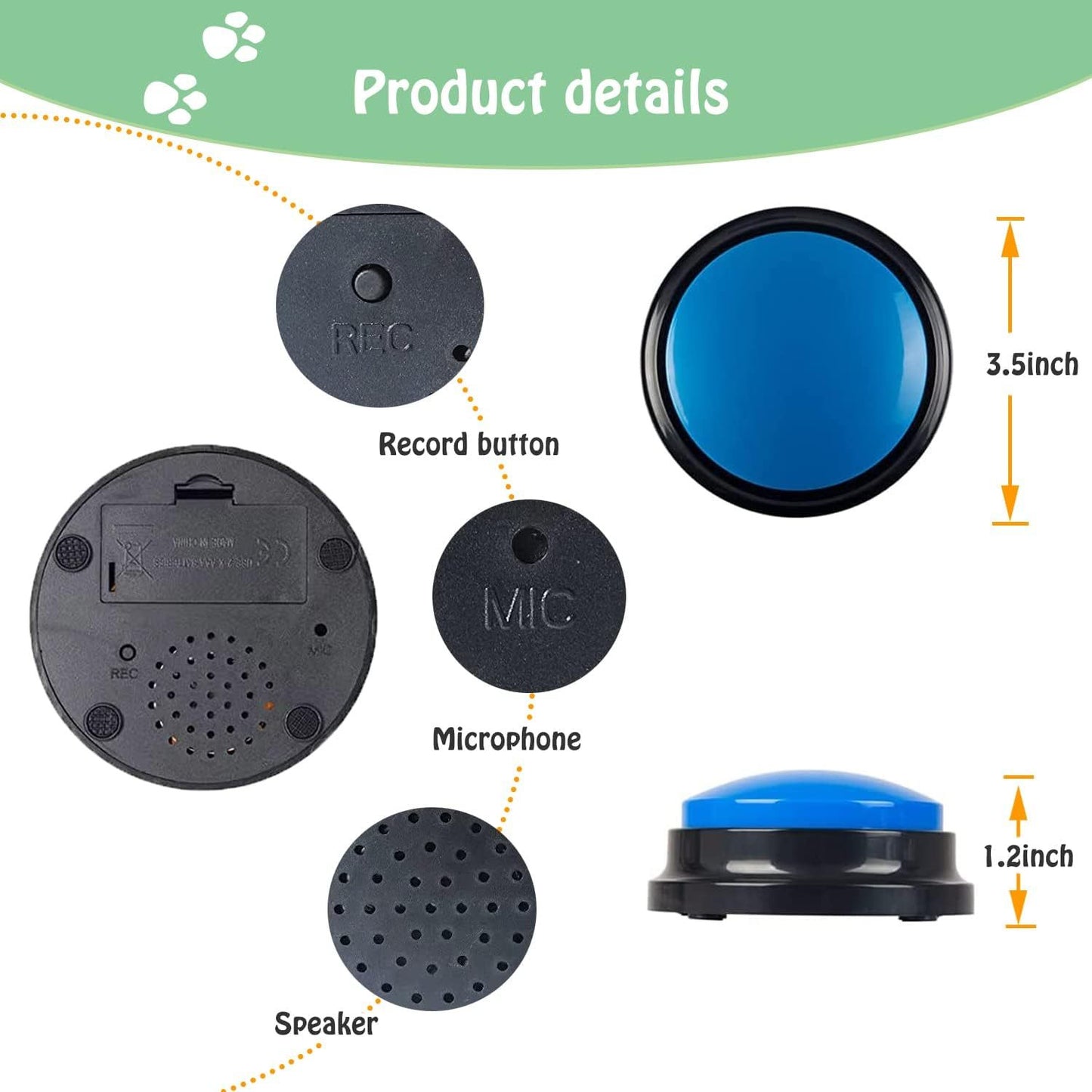 Pet Training Buzzer with Voice Recording Clicker