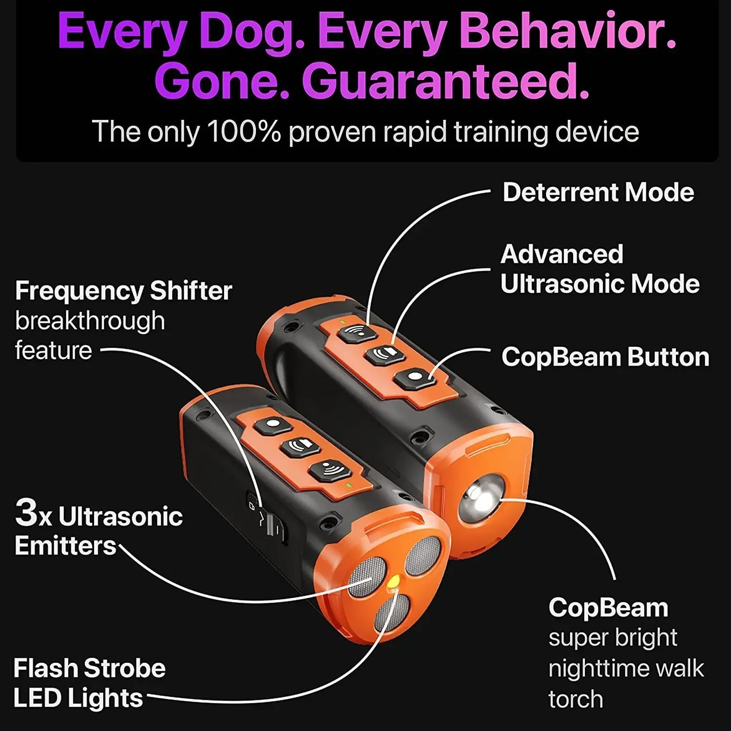 Dog Repeller Ultrasonic Dog Training Device with in-built flashlight