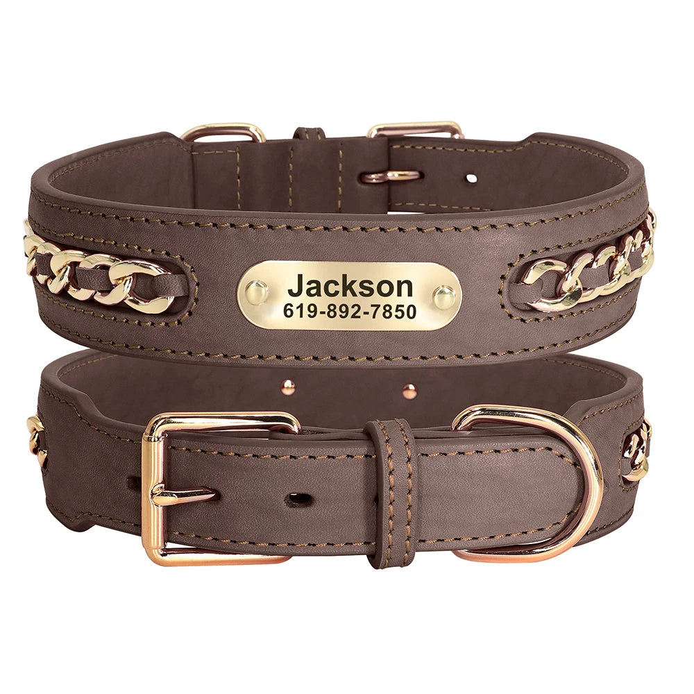 Custom Leather Dog Collar with Genuine Leather