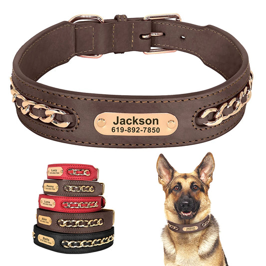 Custom Leather Dog Collar with Genuine Leather